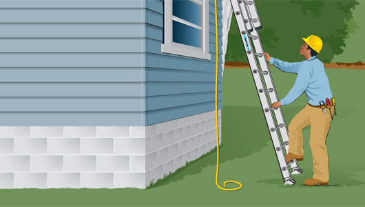 como asegurar y usar correctamente una escalera en la pared