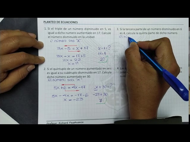 como se expresa la quinta parte de un numero en algebra