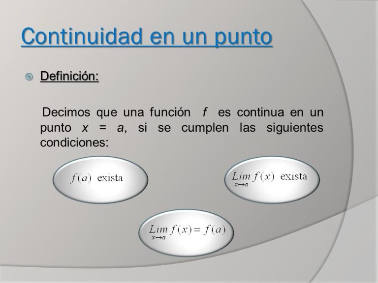 Continuidad en un punto: Definición y condiciones clave
