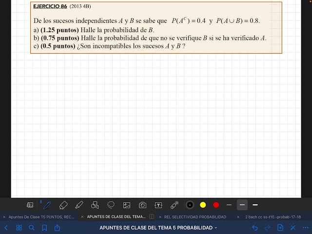 Dónde puedo encontrar ejercicios de probabilidad para la selectividad