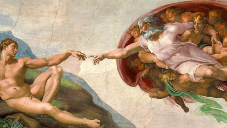 La creación: La obra maestra de Adán por Miguel Ángel