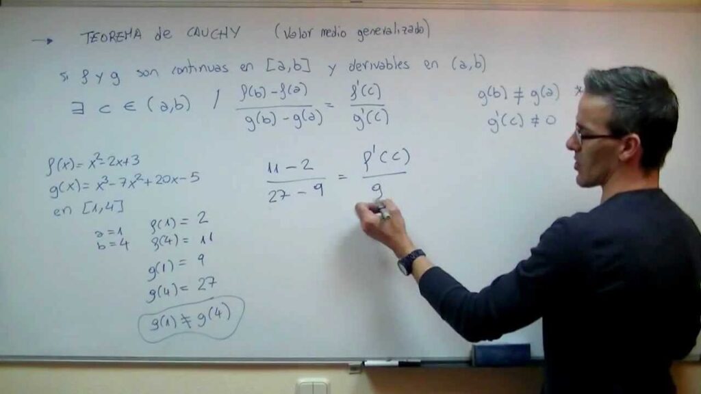 teorema de cauchy comprendiendo el valor medio generalizado